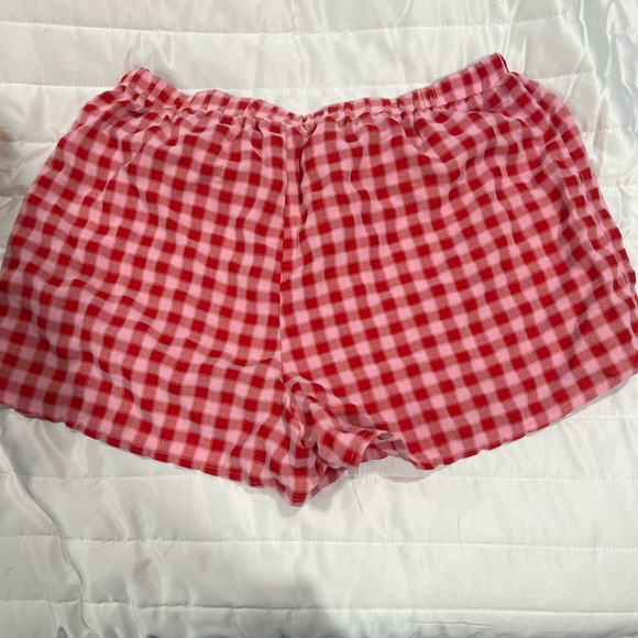 Altar'd State Red and Pink Plaid Pajama Shorts - Picture 3 of 3